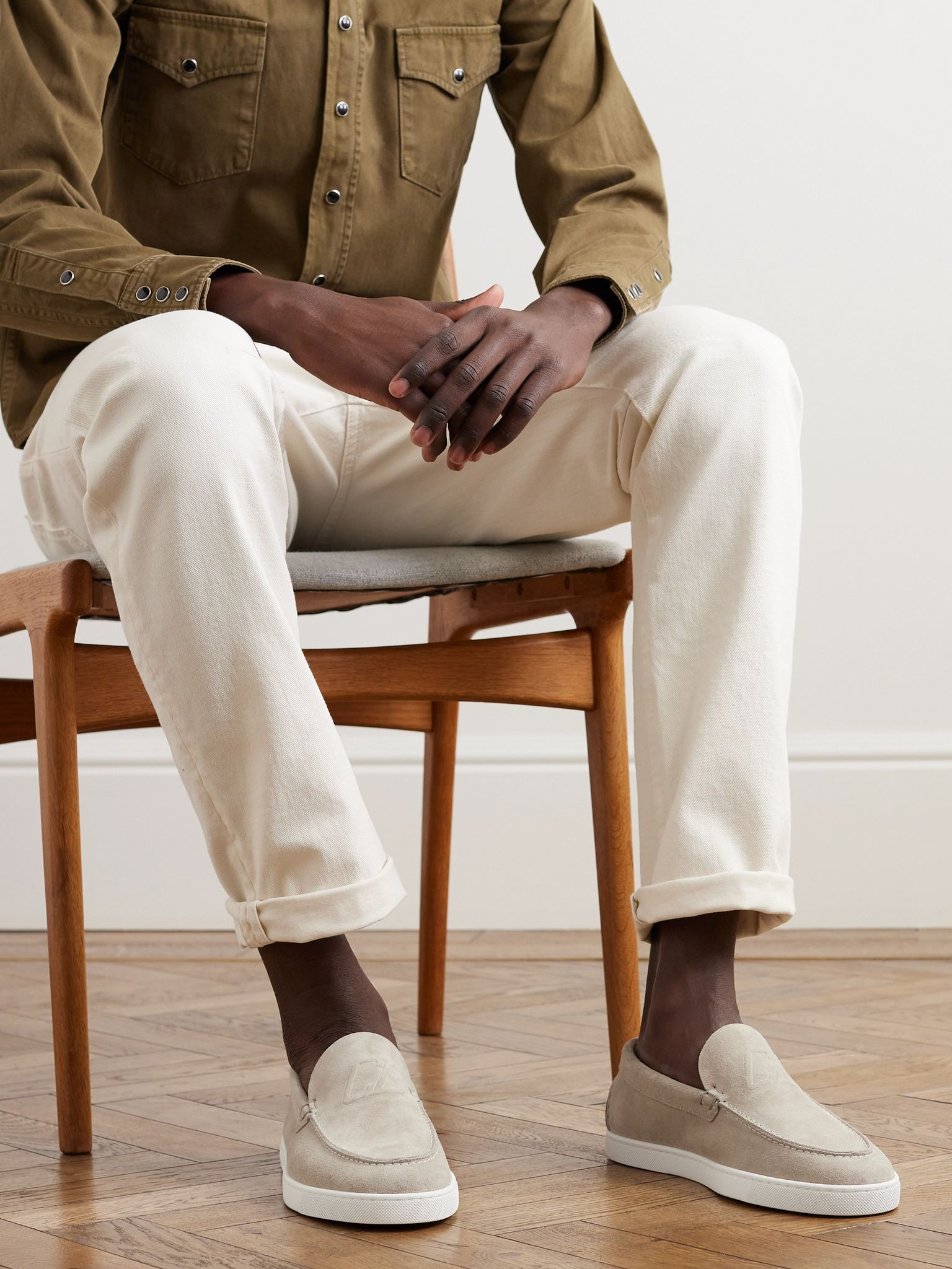 Varsiboat Logo-Embossed Suede Loafers Beige - 2