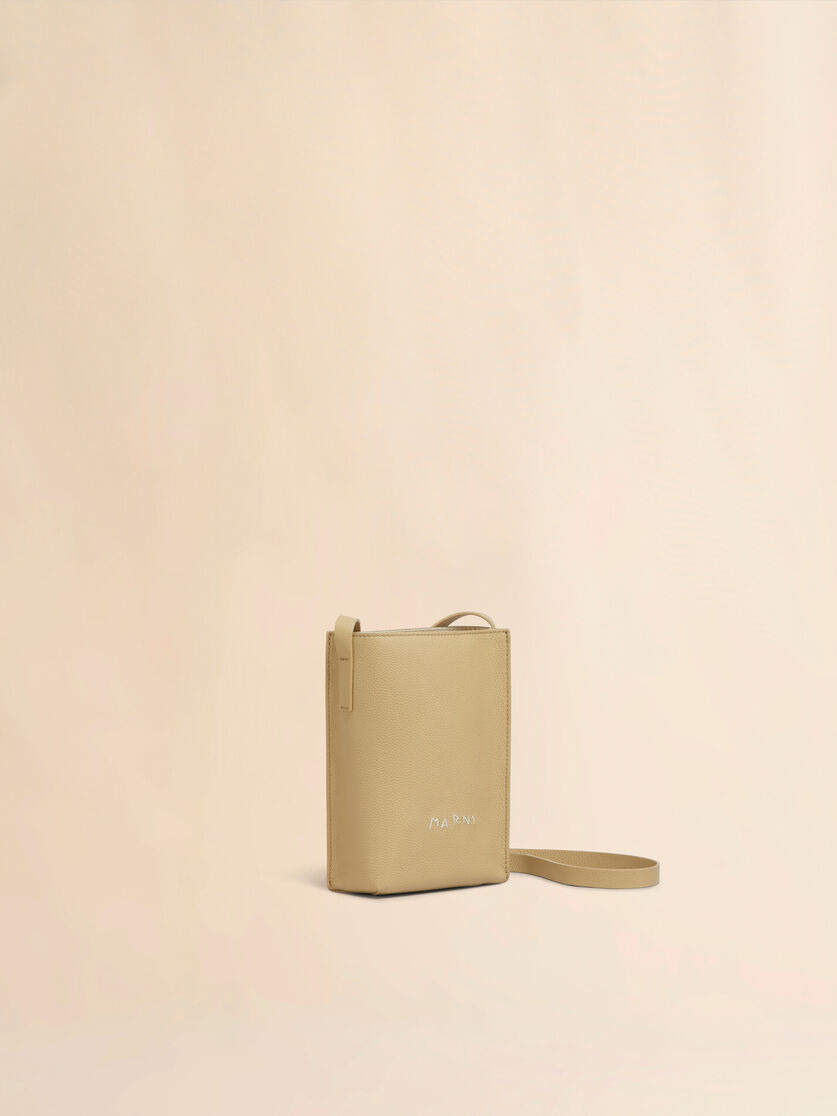 BROWN LEATHER MUSEO NANO BAG WITH MARNI SYMBOL EMBROIDERY - 5