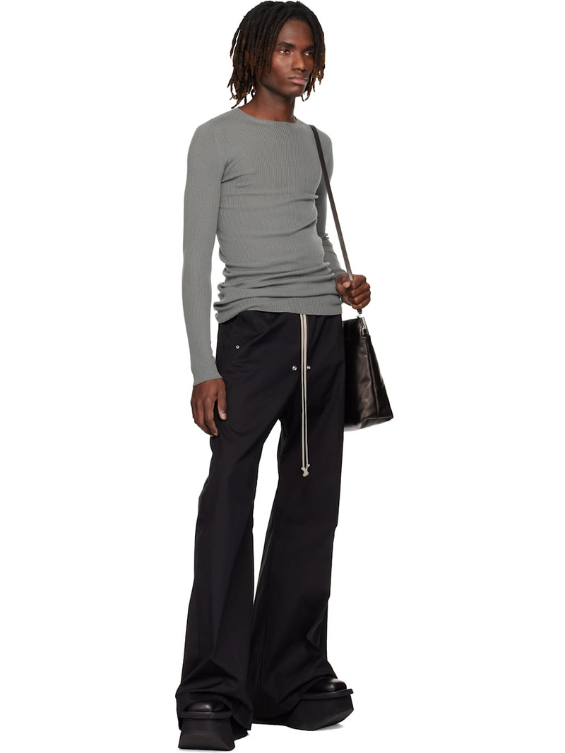 Rick Owens Gray Temple Ribbed Round Neck Sweater outlook