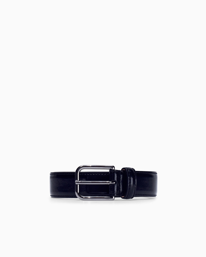 TONGUE BELT IN BRUSHED SPLIT LEATHER WITH TRANSFER COATING 1