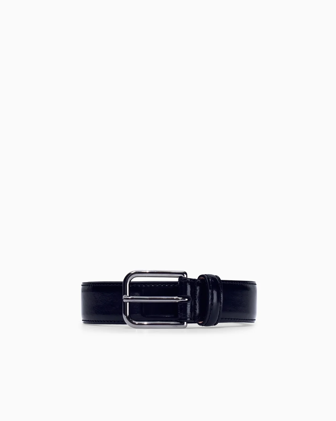 TONGUE BELT IN BRUSHED SPLIT LEATHER WITH TRANSFER COATING - 1