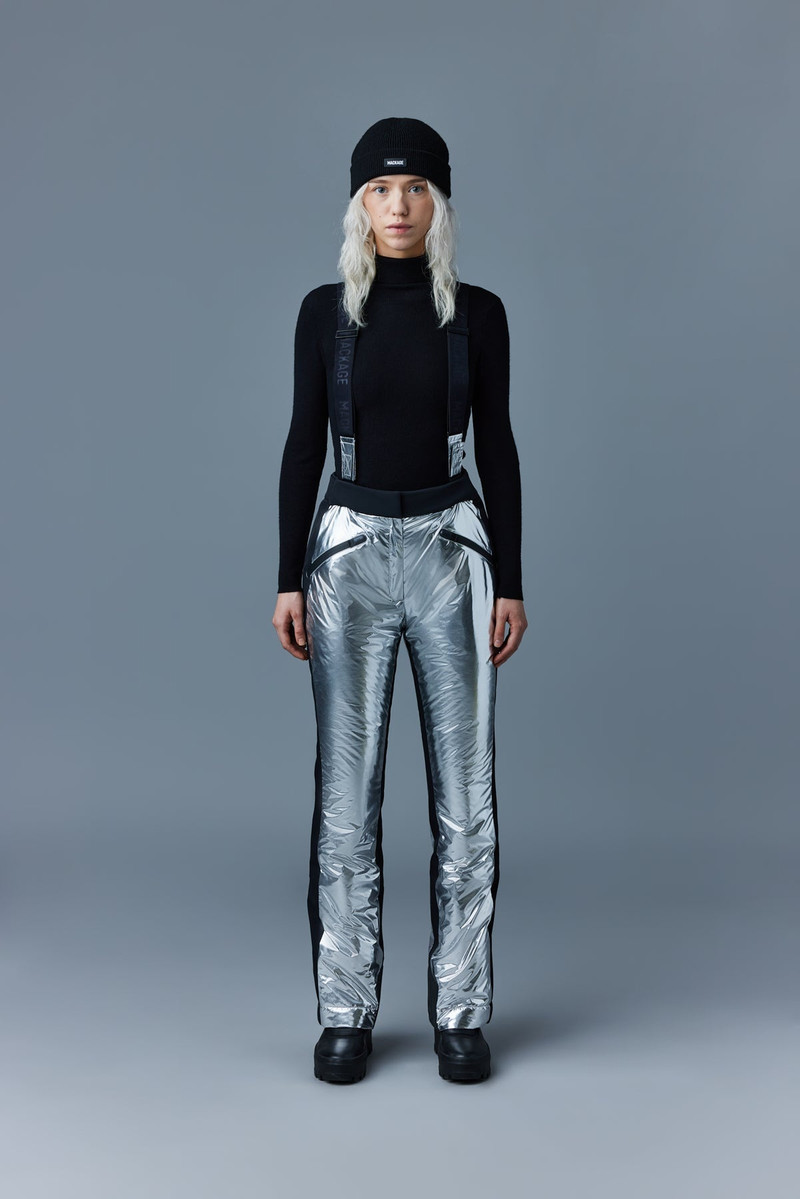 MACKAGE NYOMI metallic ski pant with removable suspenders outlook