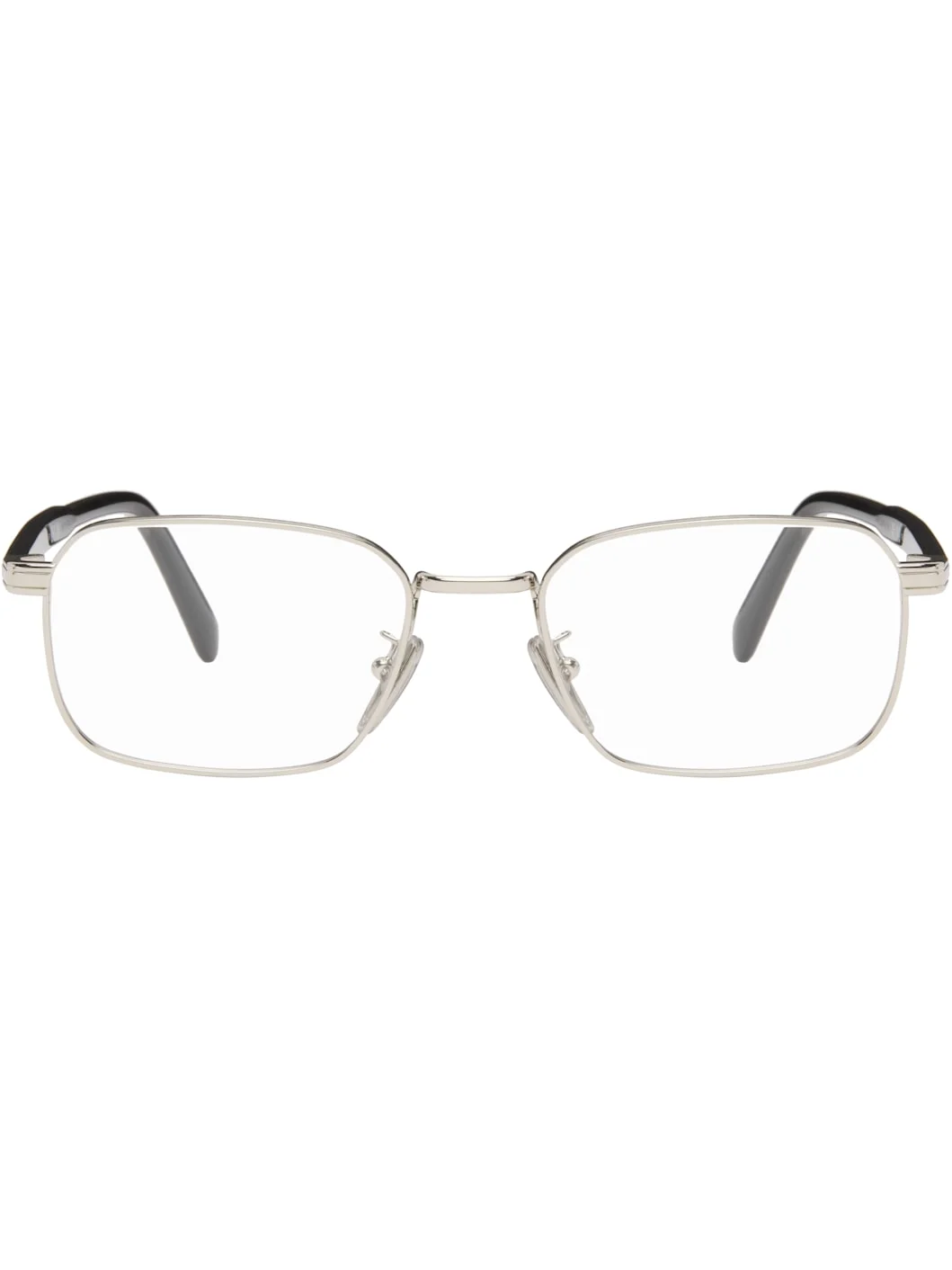 Silver & Black Square Glasses - 1
