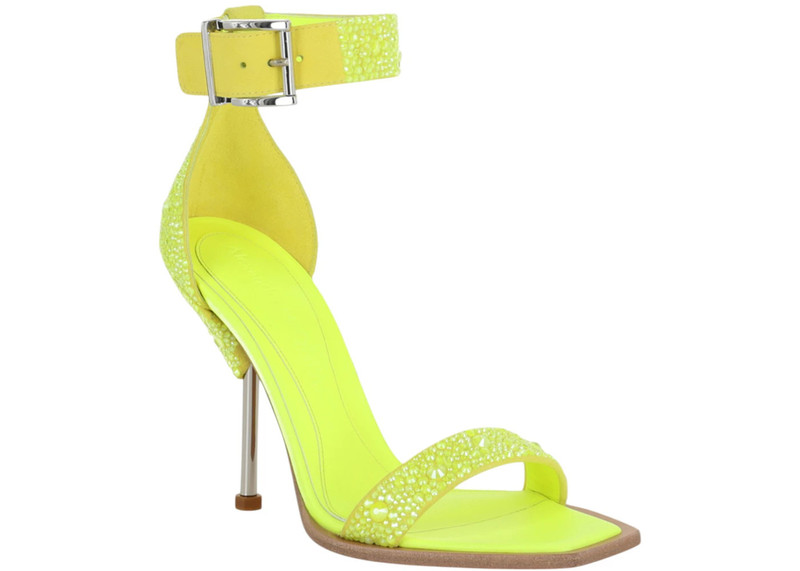 Alexander McQueen Alexander McQueen Crystal Embellished Heel Sandals Yellow Silver (Women's) outlook
