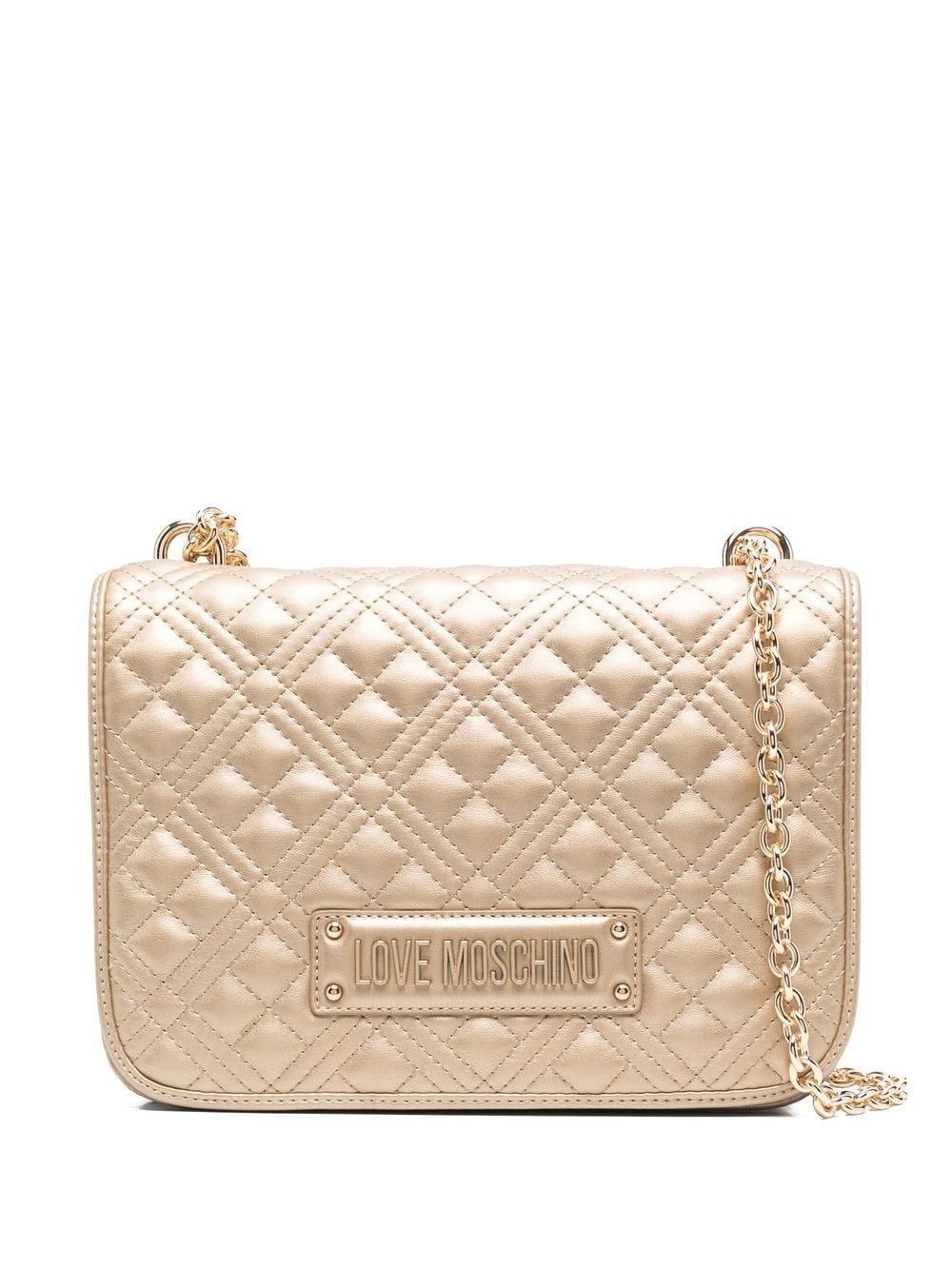 logo-plaque quilted shoulder bag - 1