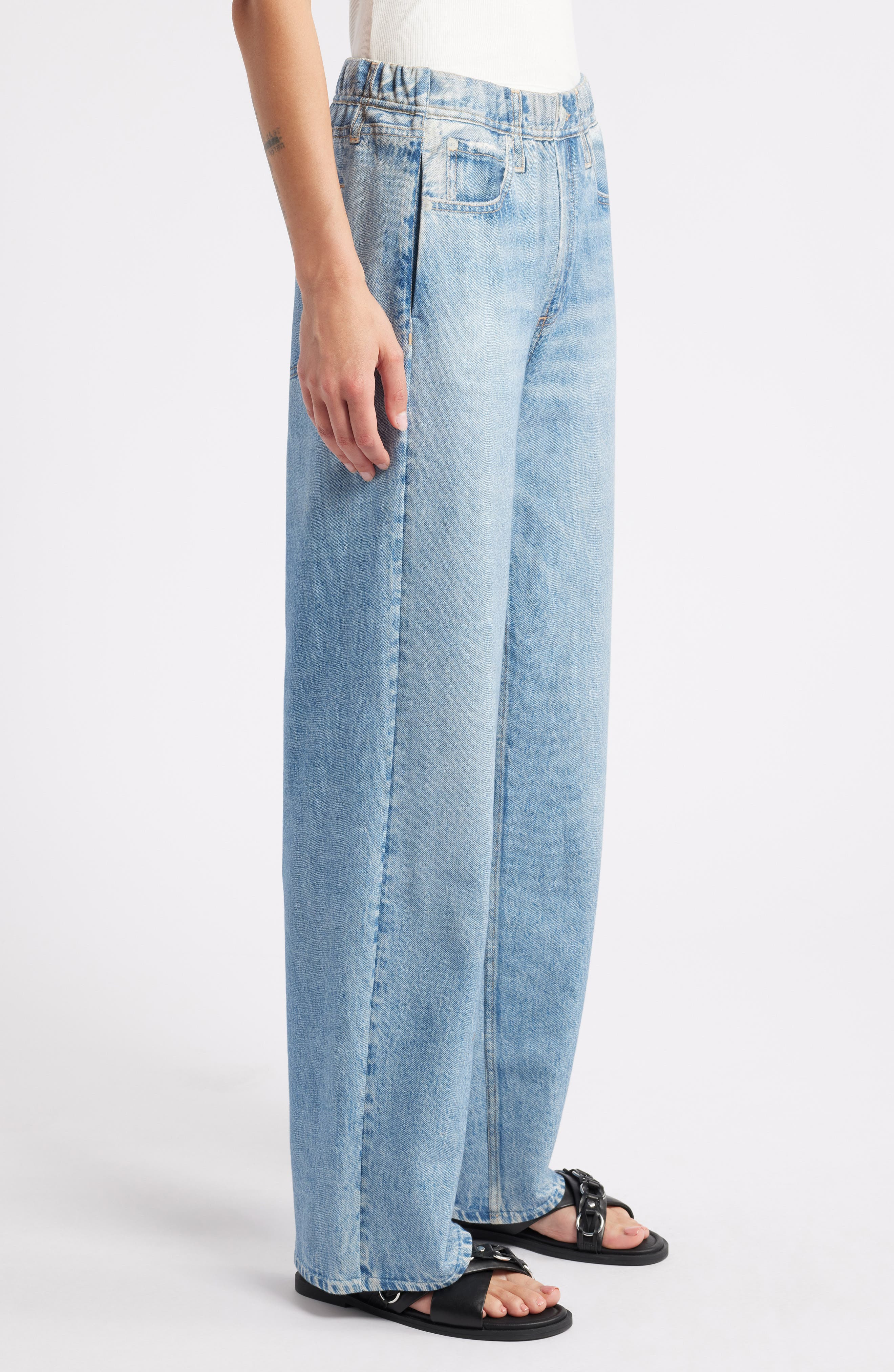 rag & bone Miramar Wide Leg Cotton Terry Sweatpant Jeans in Valen at Nordstrom - 3