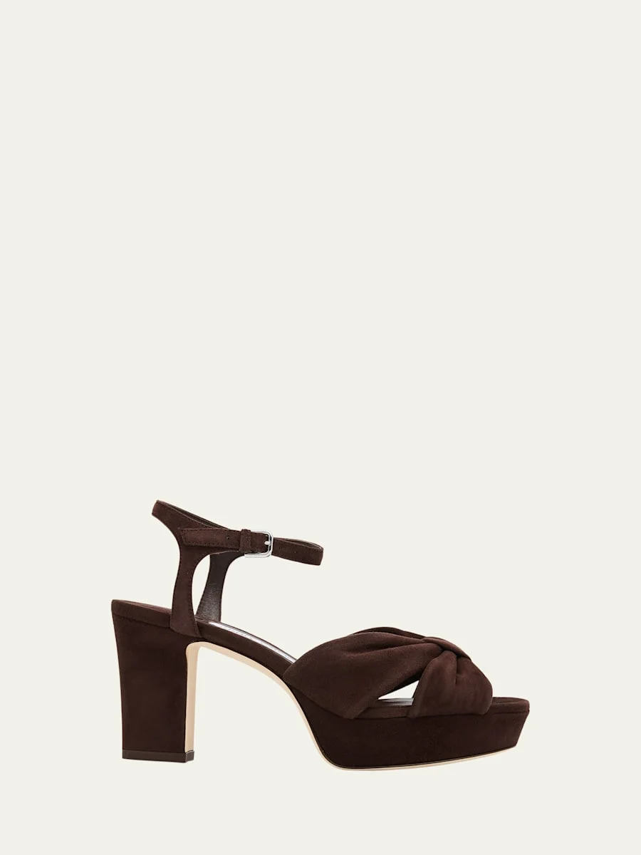 Heloise Suede Knot Platform Sandals - 1