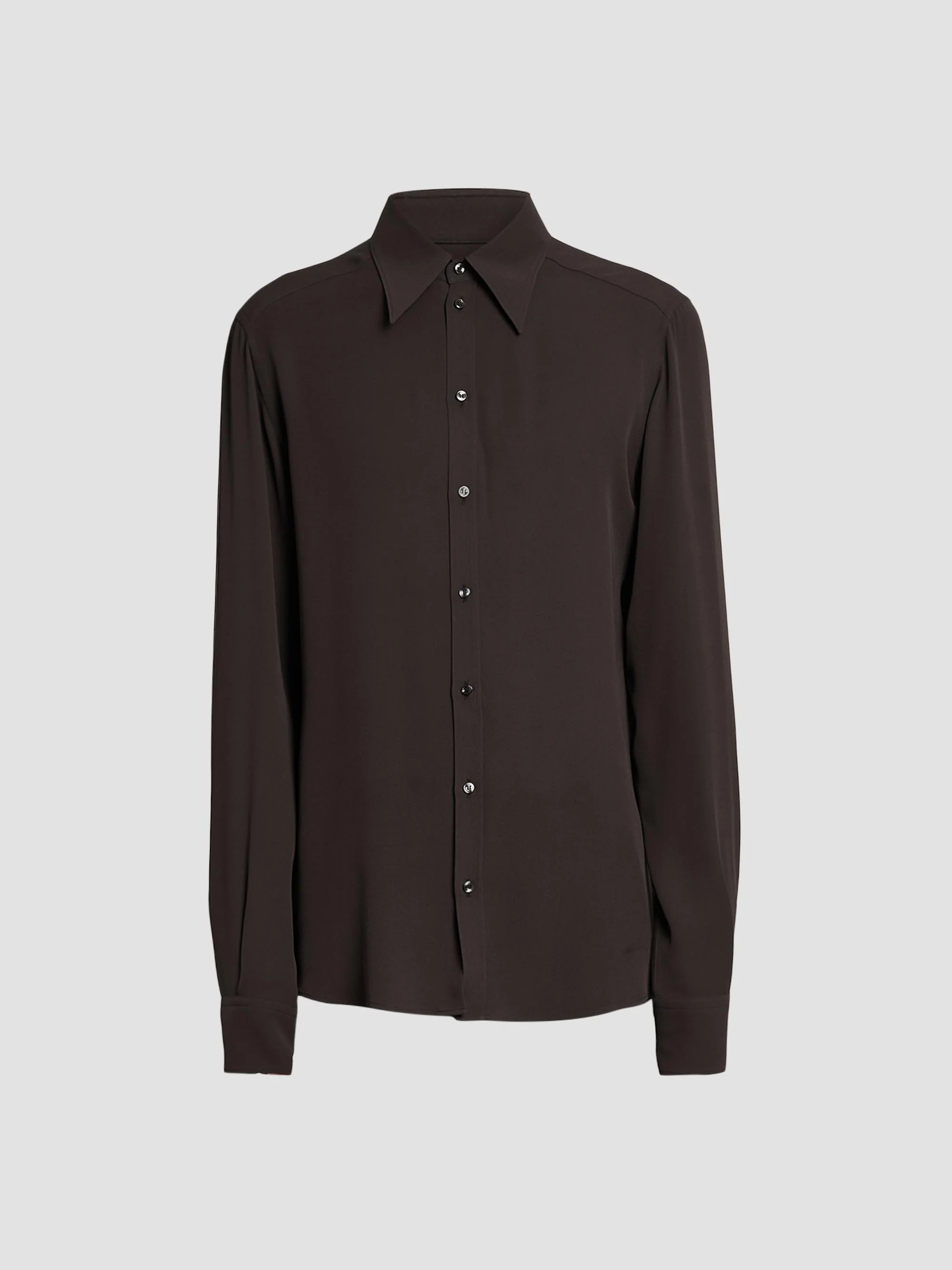 Men's Silk Georgette Shirt - Dark Brown - 1