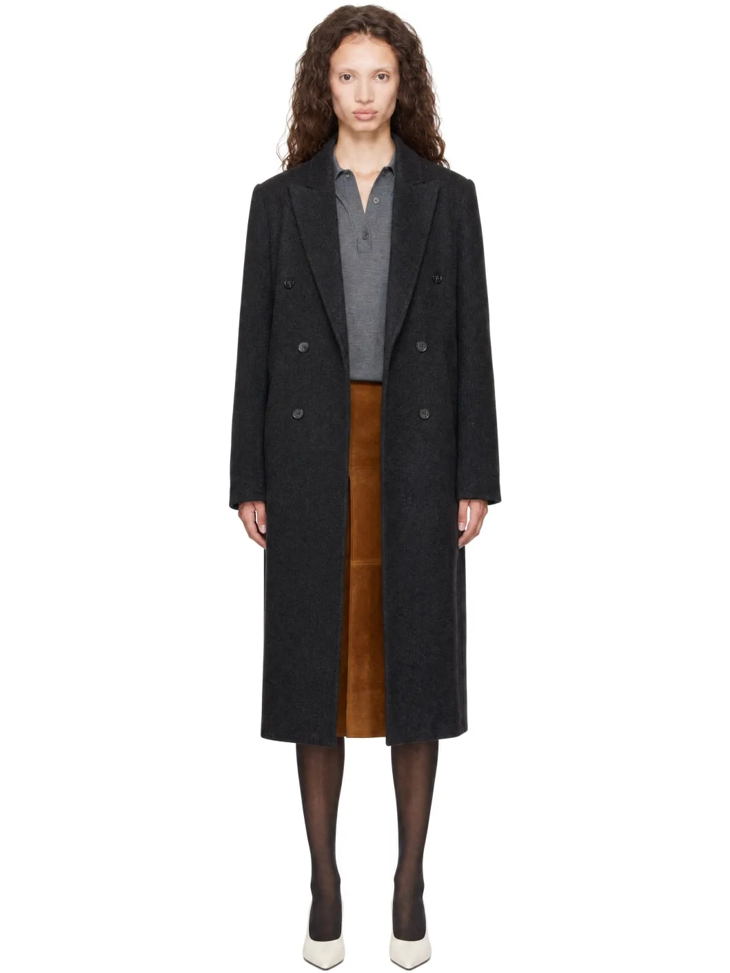 Gray ROSCO Double Breasted Long Coat - 1