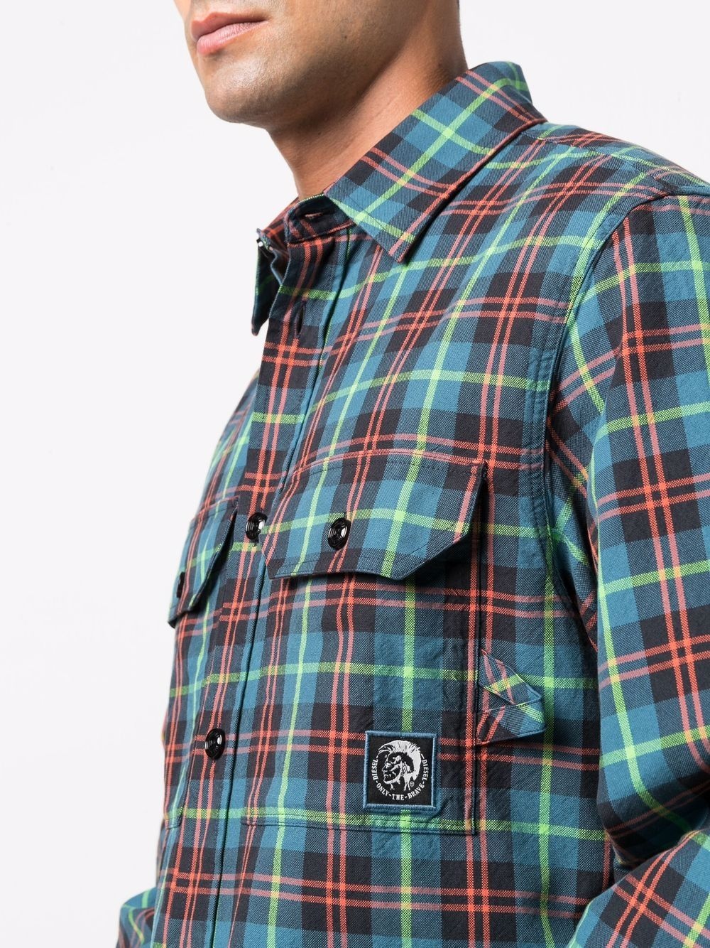 flap pocket checked shirt - 5