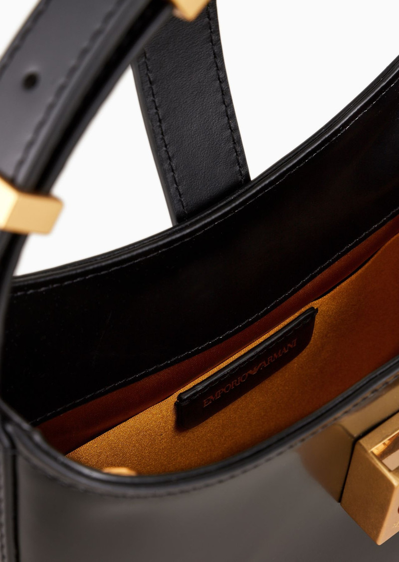 Brushed-leather hobo bag with strap 4