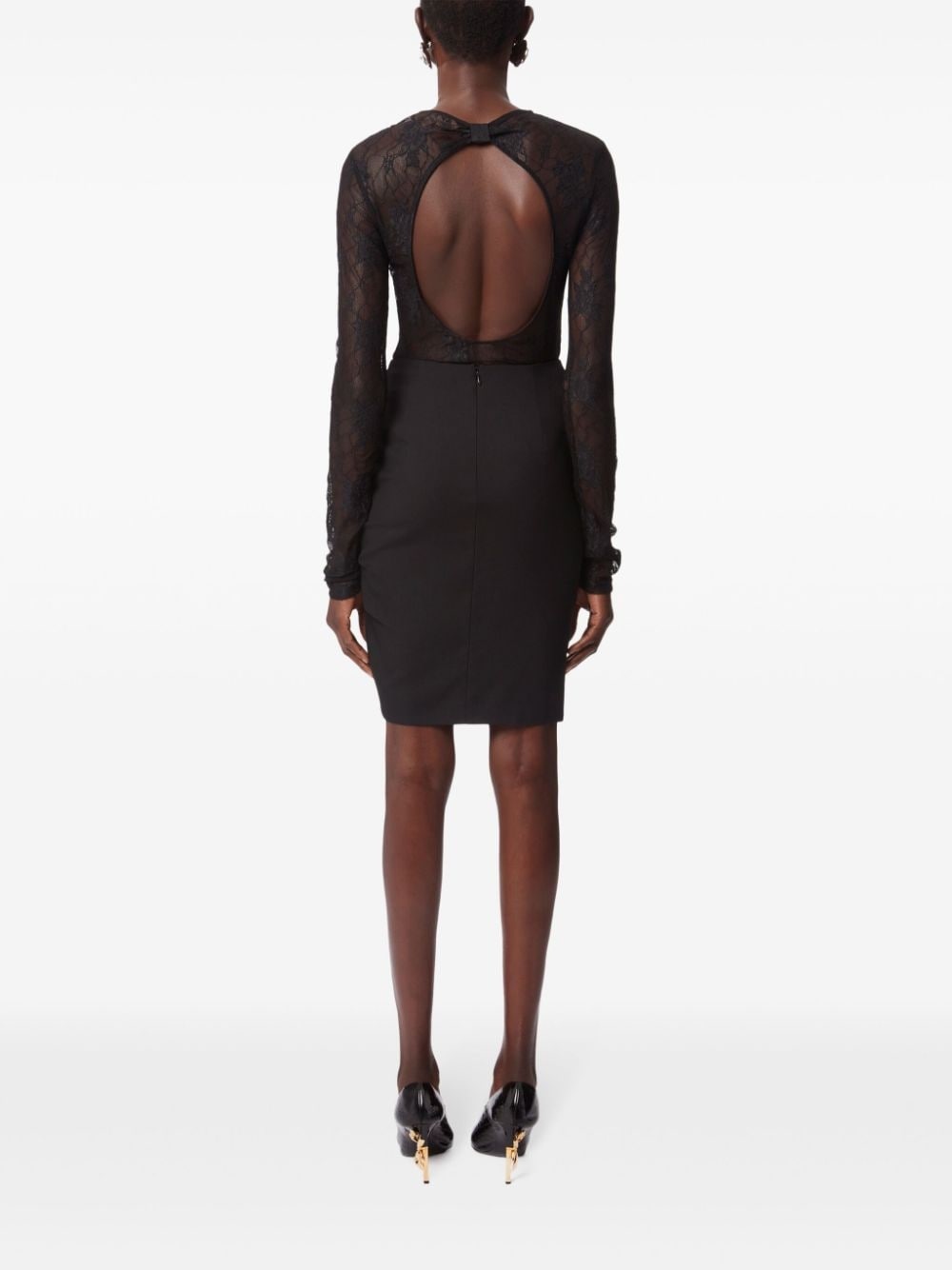 floral-lace open-back top - 4