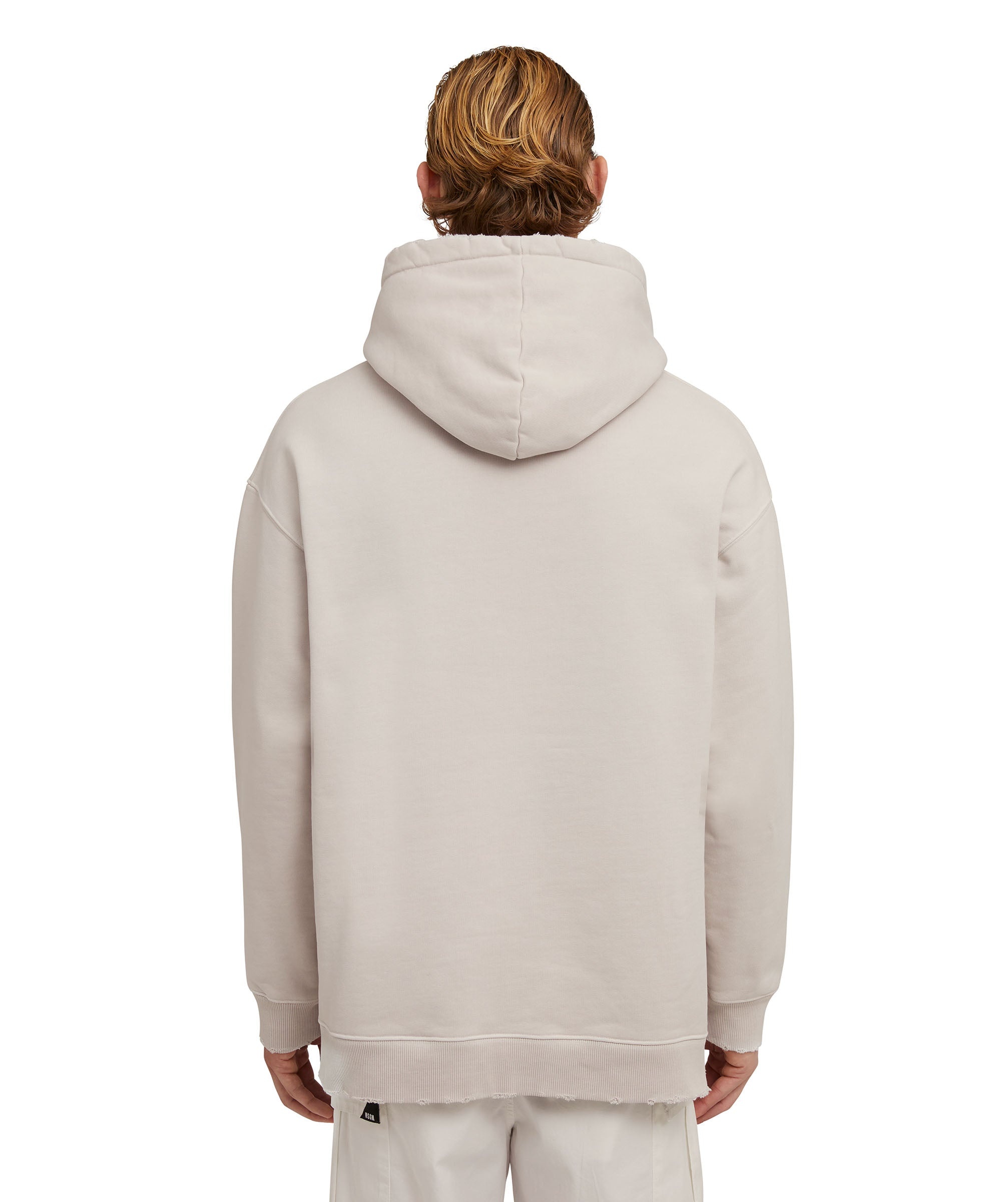 Cotton hooded sweatshirt with MSGM large logo print - 3