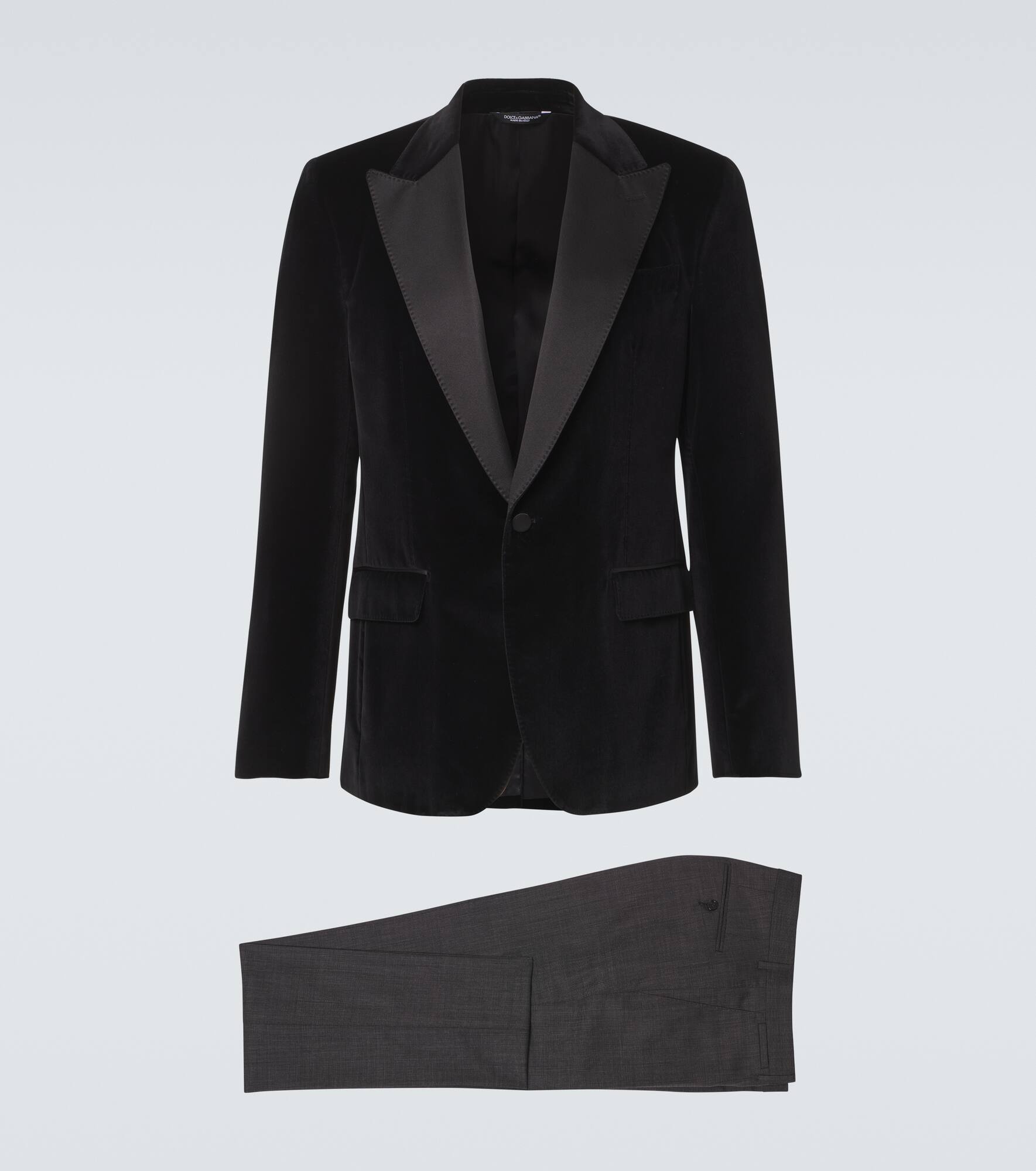 Cotton and silk-blend velvet tuxedo jacket - 1