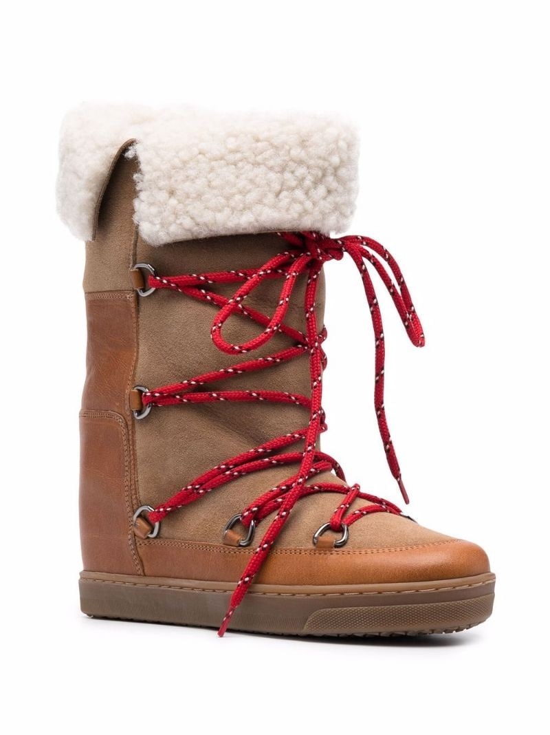 shearling-trim lace-up boots - 2