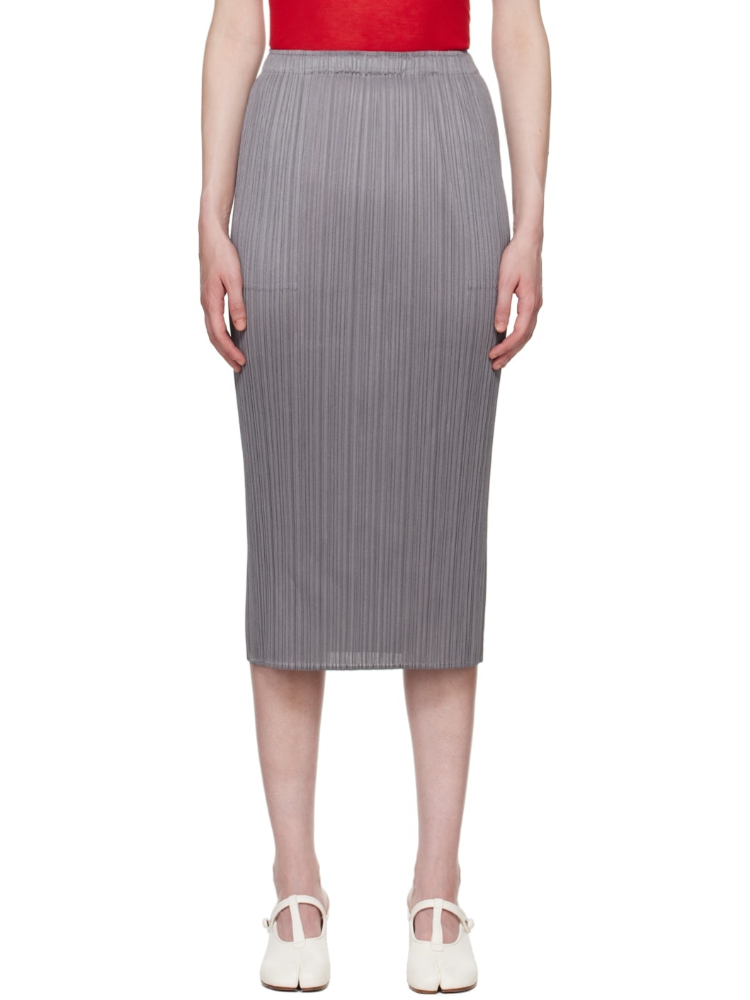 Gray Basics Midi Skirt - 1