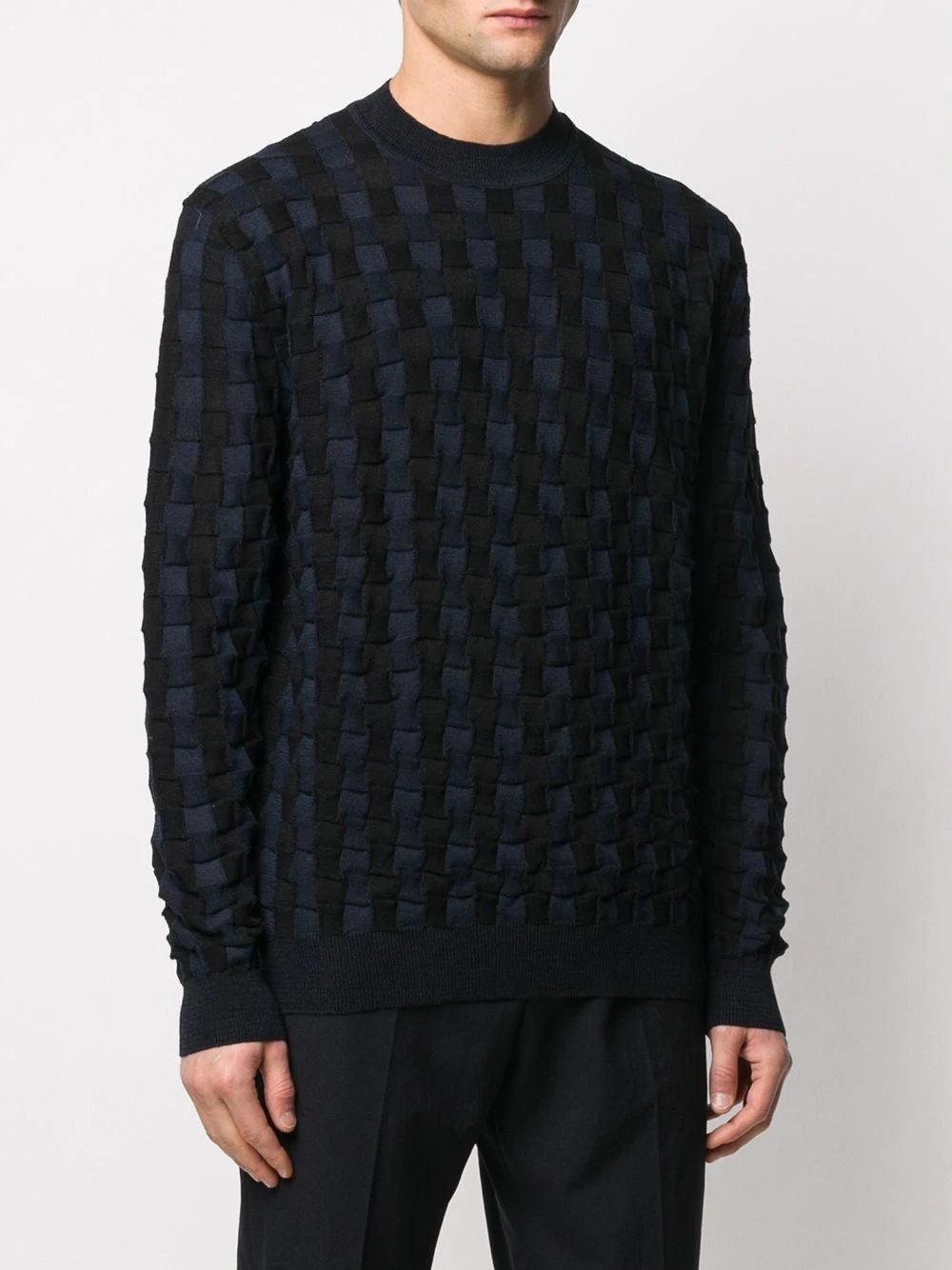 woven knit crew neck jumper - 3