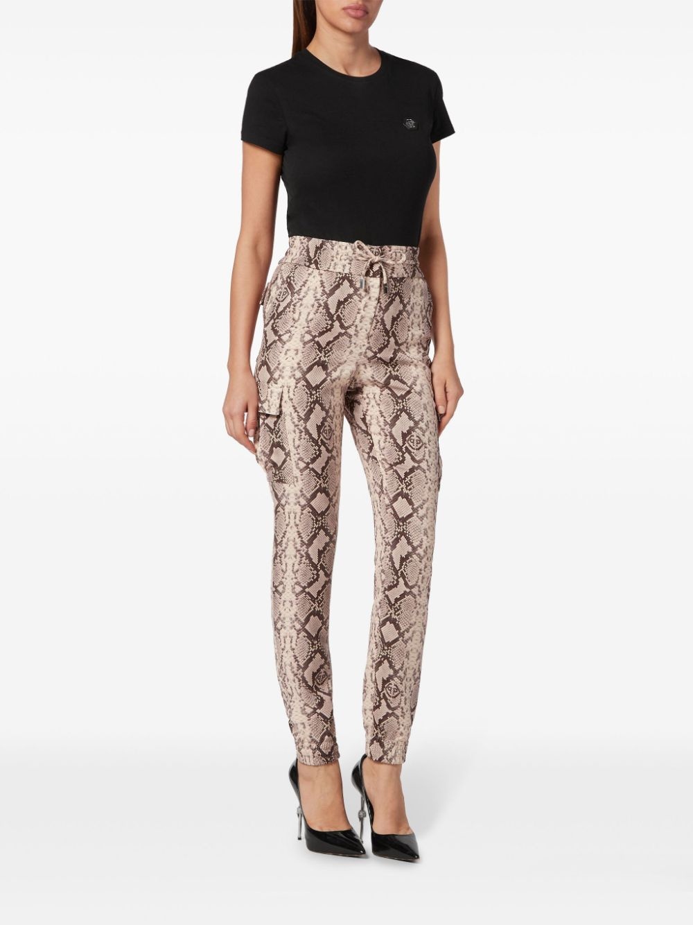 snakeskin-effect high-waisted leggings - 2