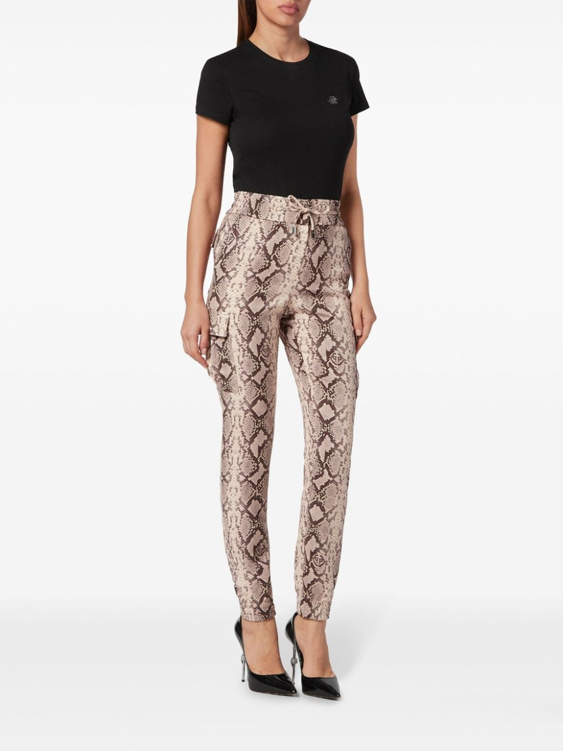 PHILIPP PLEIN snakeskin-print satin cargo trousers outlook