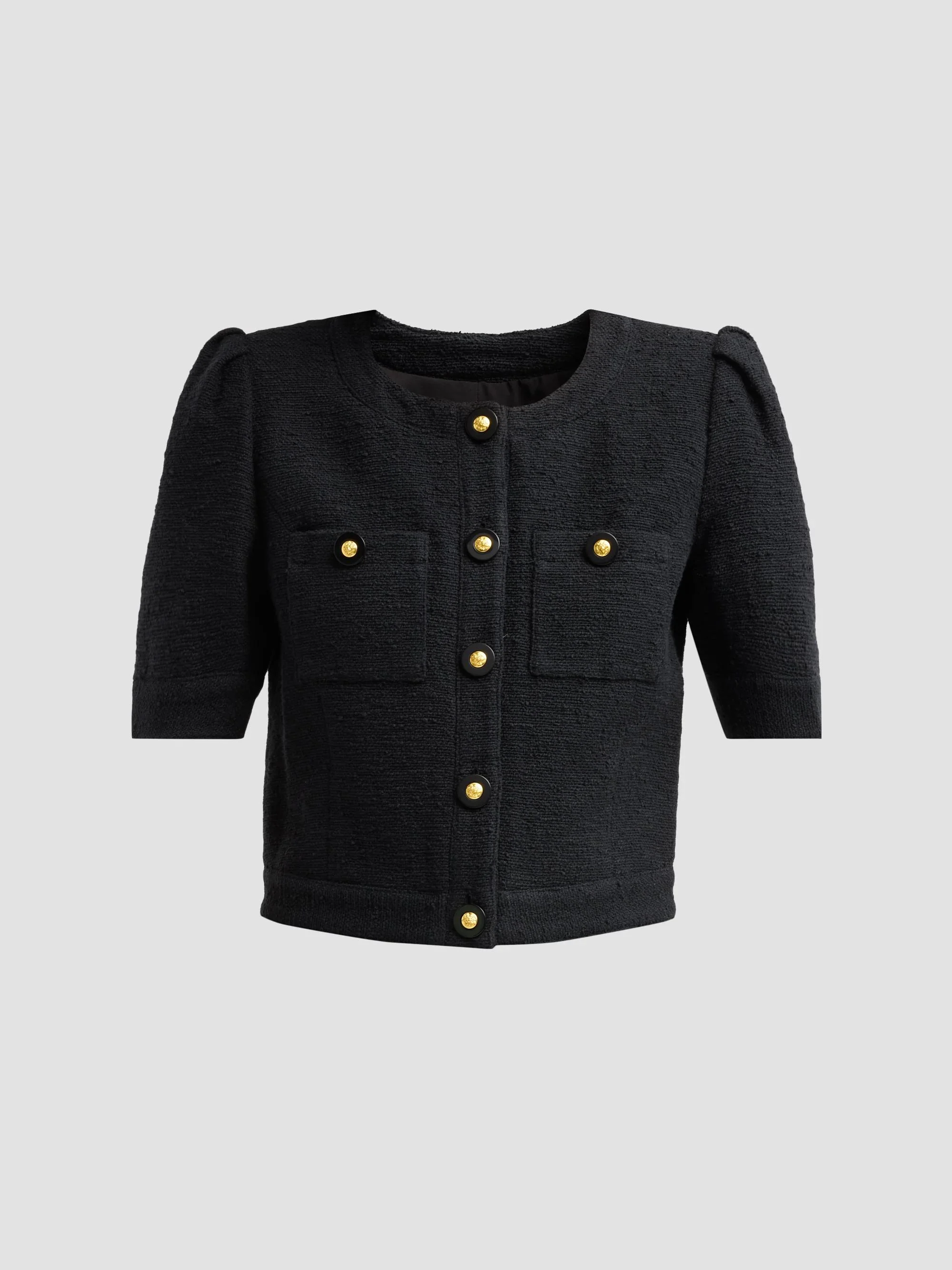 Women's Allegra Cotton-Blend Cropped Jacket - Black - 1
