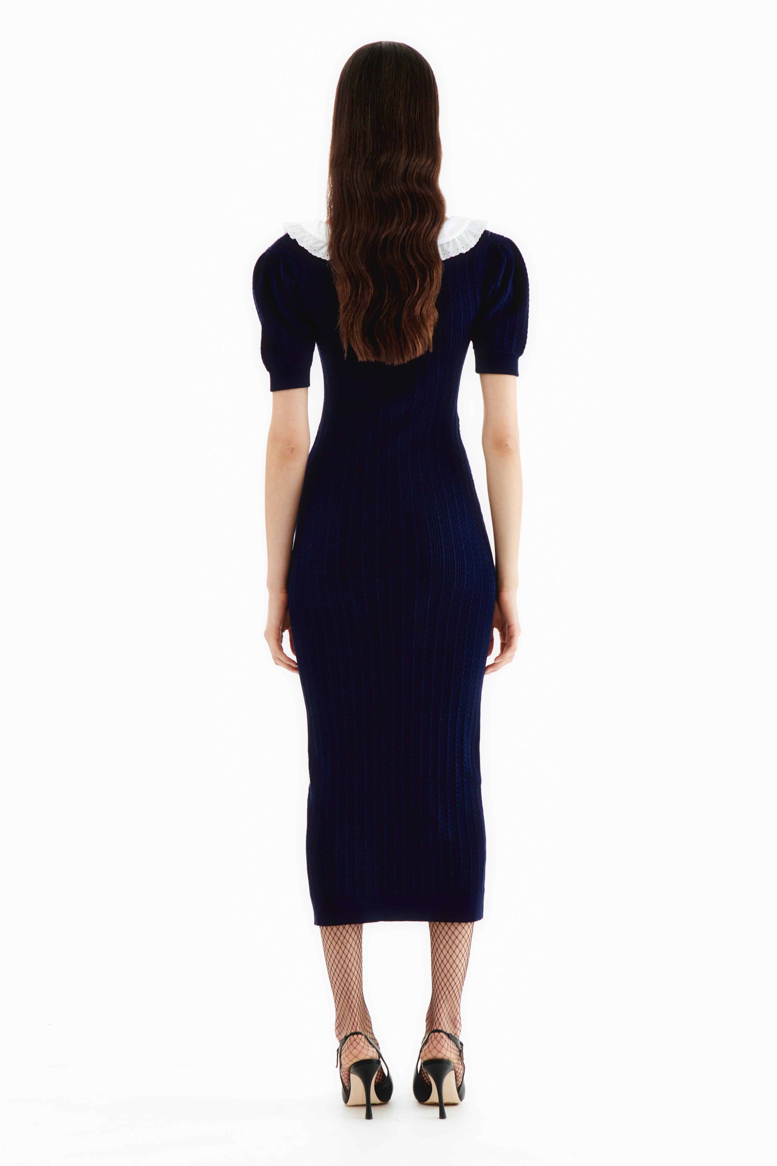 COTTON BLEND KNIT DRESS WITH COLLAR - 4