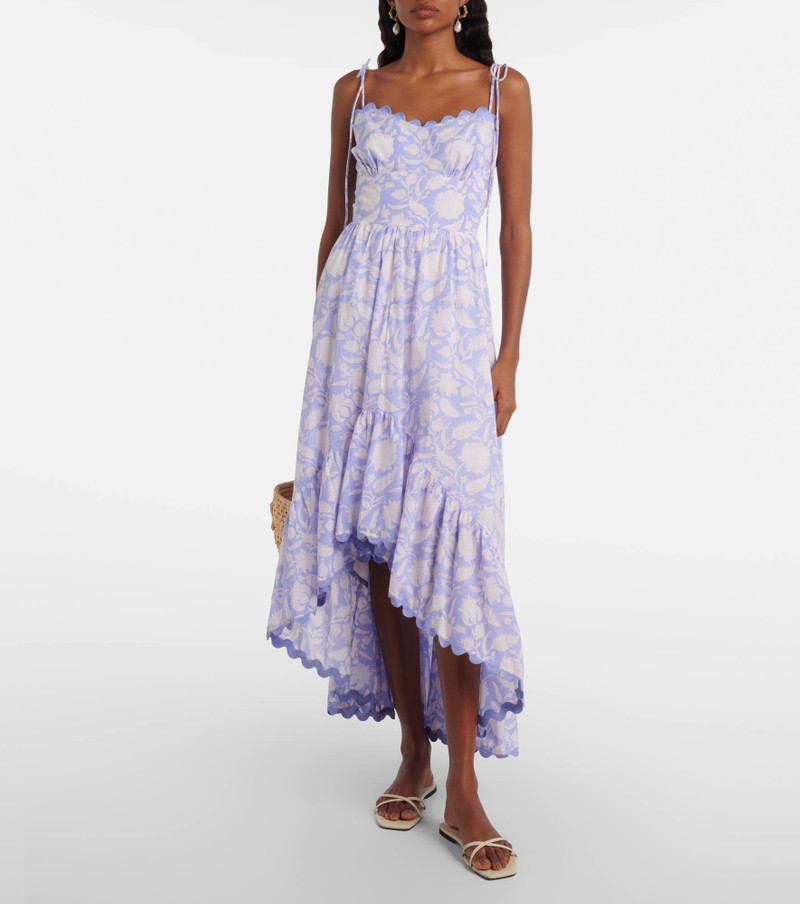 juliet dunn Asymmetric floral cotton midi dress outlook