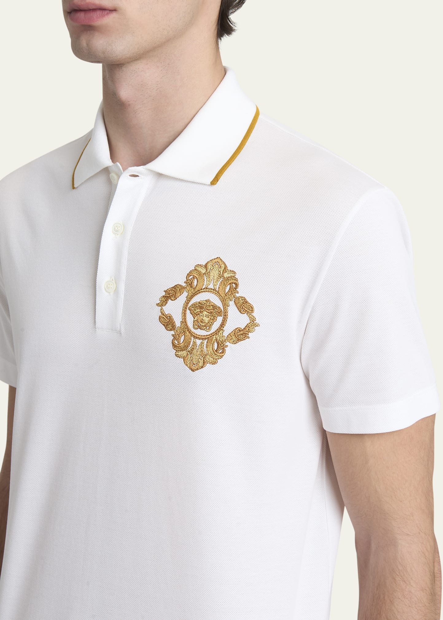 Men's Barocco Crest Pique Polo Shirt - 5