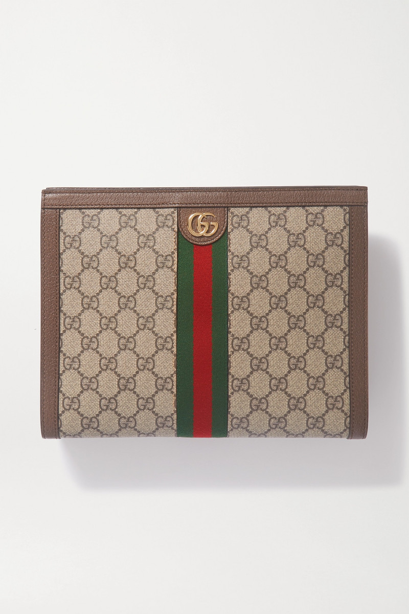 Ophidia textured leather-trimmed printed coated-canvas pouch 1