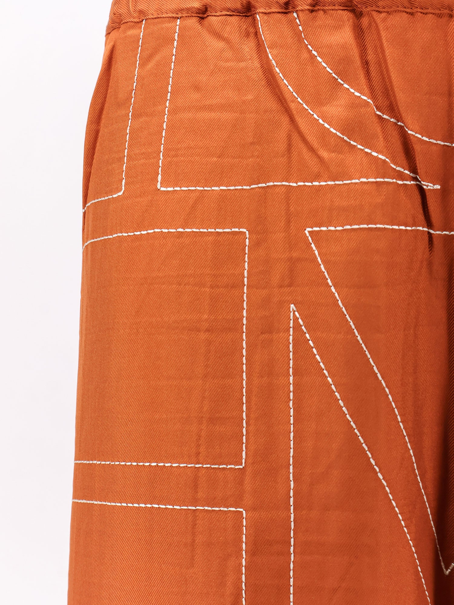 Silk Trousers With Monogram Logo Embroidery - 5