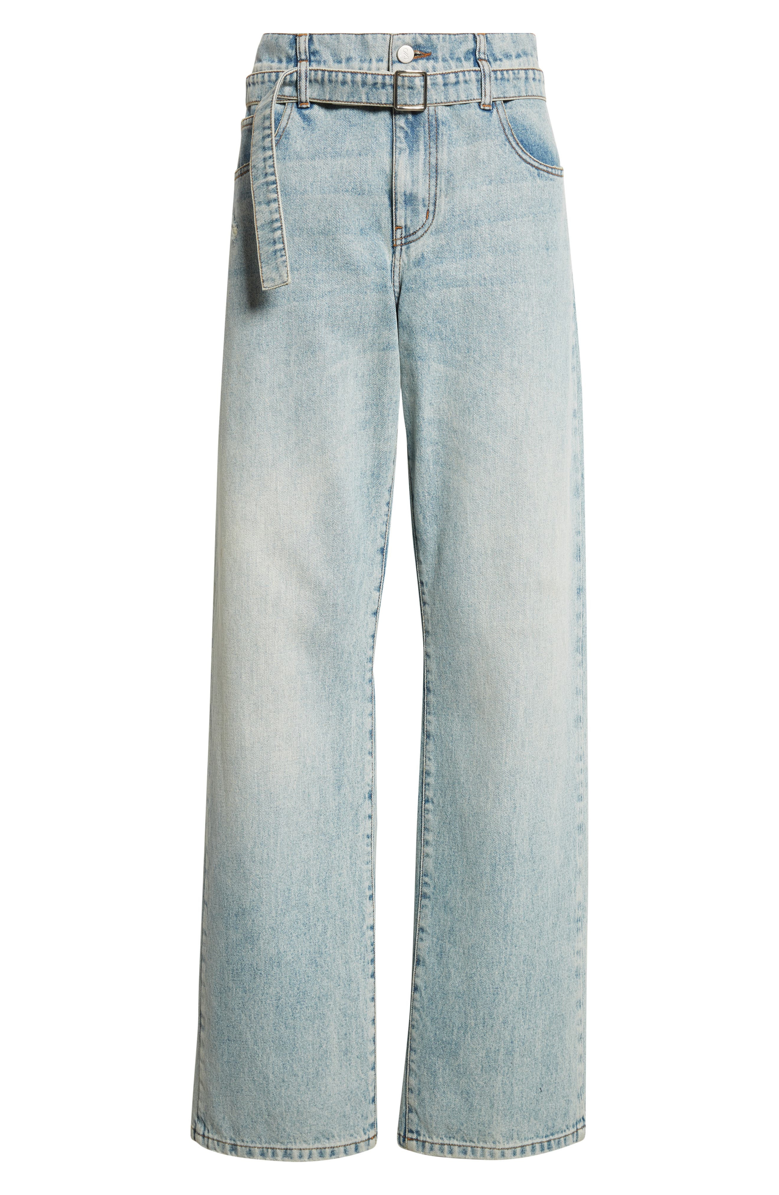 Proenza Schouler Ellsworth Belted Boyfriend Jeans in Light Wash at Nordstrom - 6