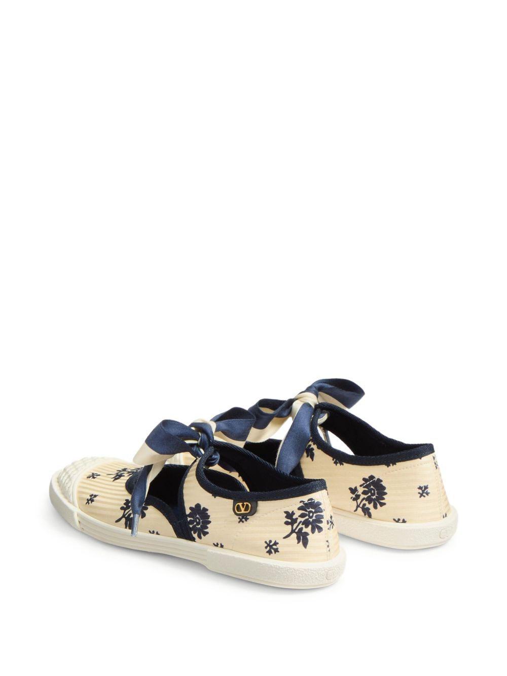 VLogo-plaque floral-print ballerina shoes - 3