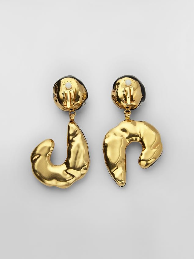 ASYMMETRICAL BRASS SPARKLE EARRINGS WITH BI-COLOURED GLASS BEADS - 3