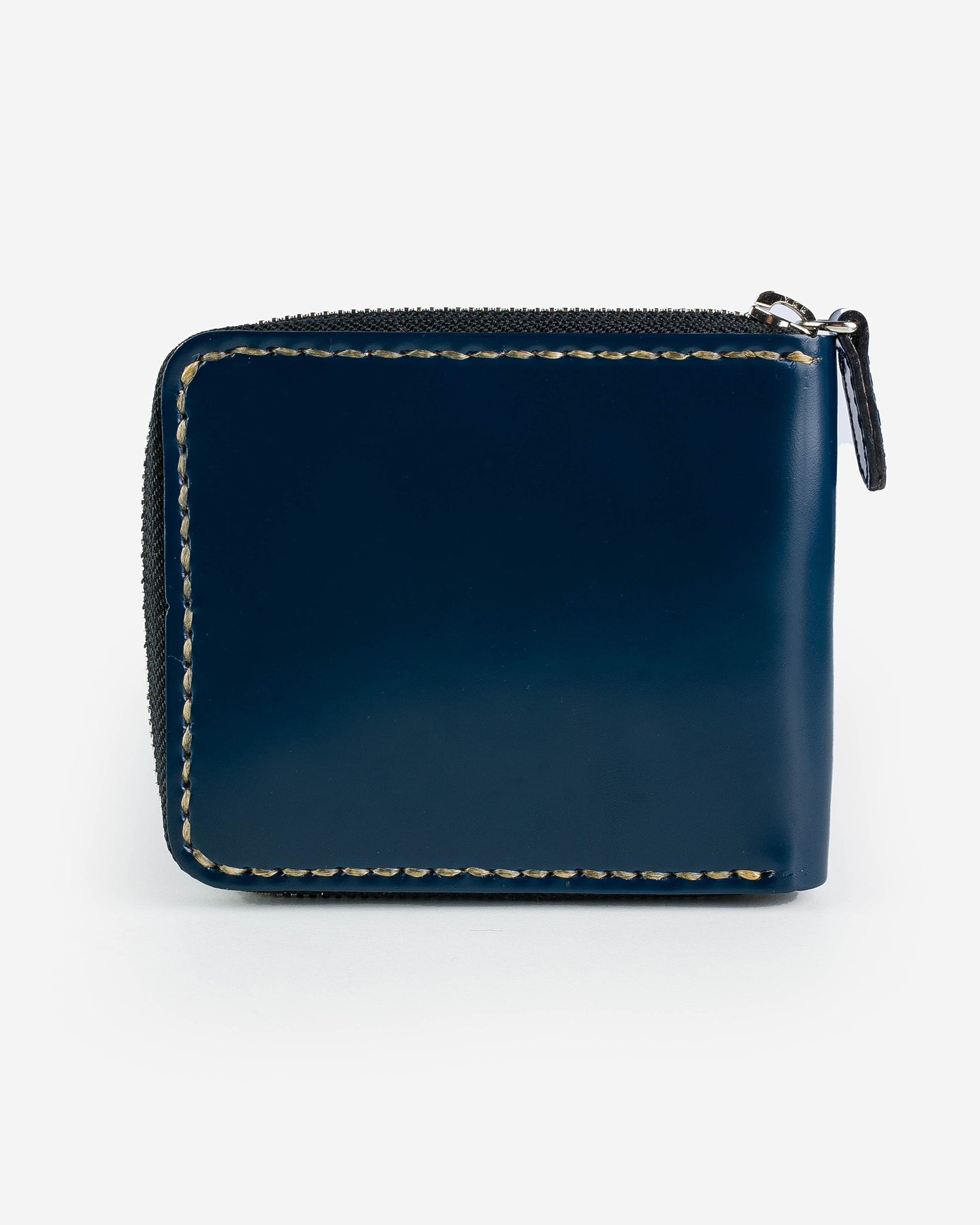 IHG-090-NAV Zip-Secured Shell Cordovan Wallet - Navy Blue - 9