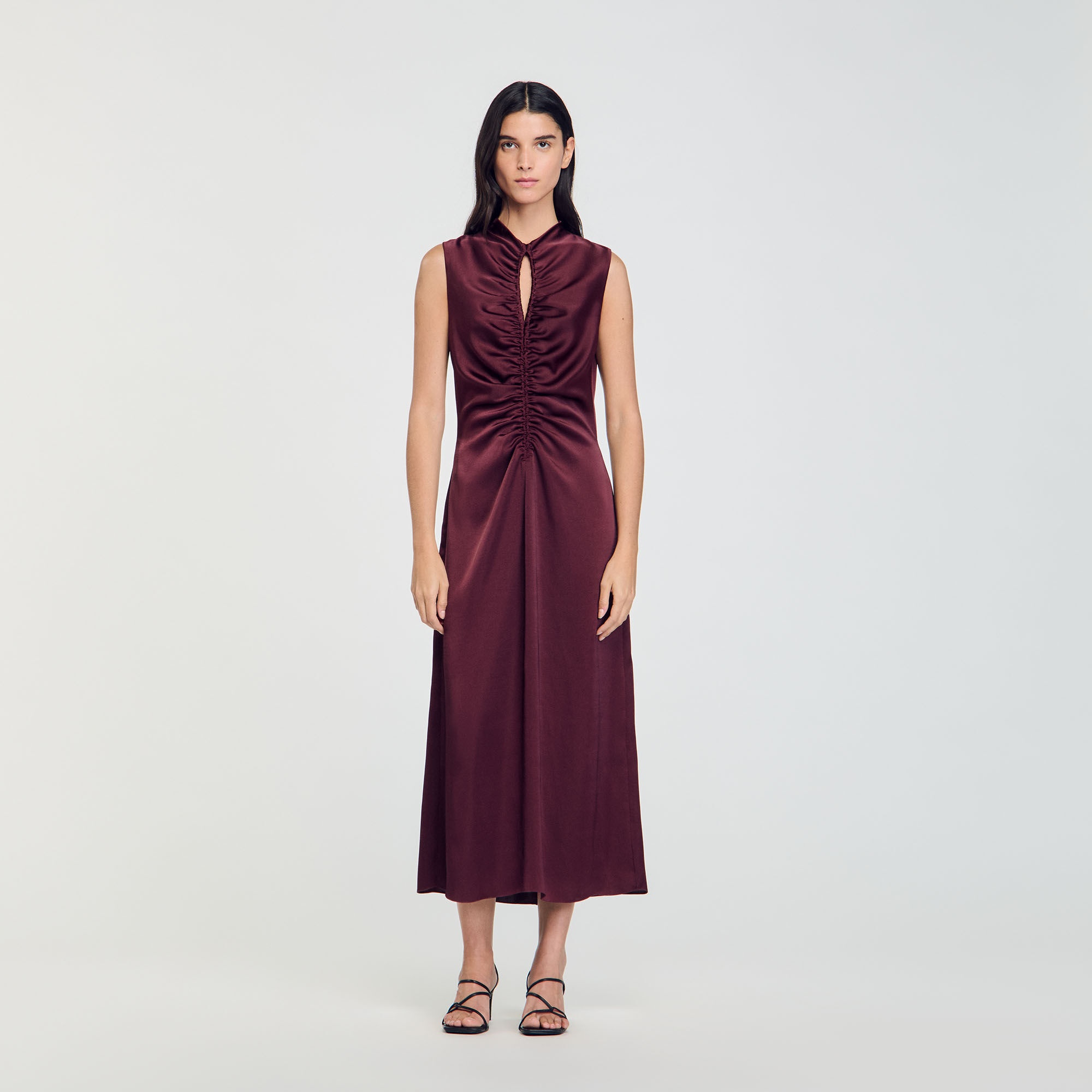 DRAPED SATIN-EFFECT DRESS - 3