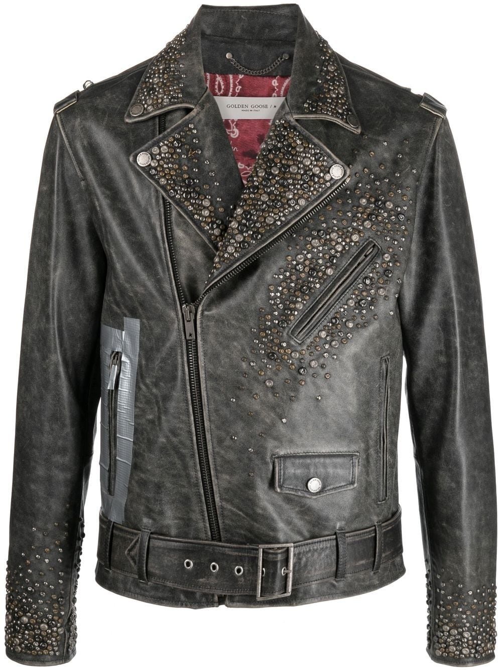 leather stud-detailing jacket - 1