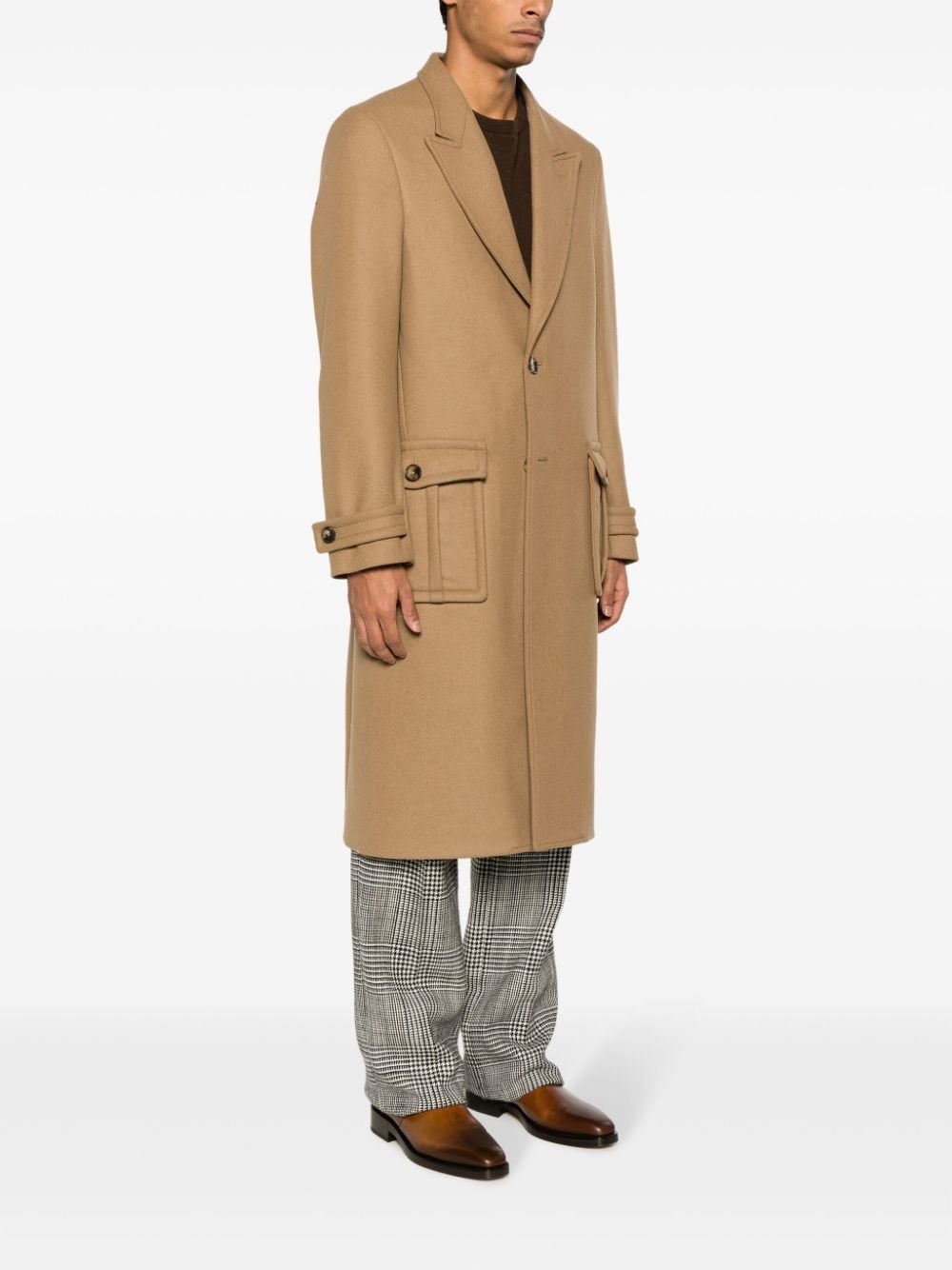 single-breasted wool-blend coat - 3