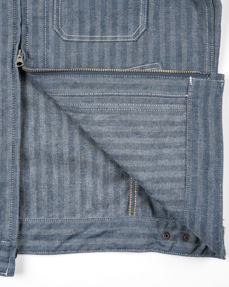IHJ-164-BLU 10.5OZ HERRINGBONE WORK JACKET - INDIGO 7