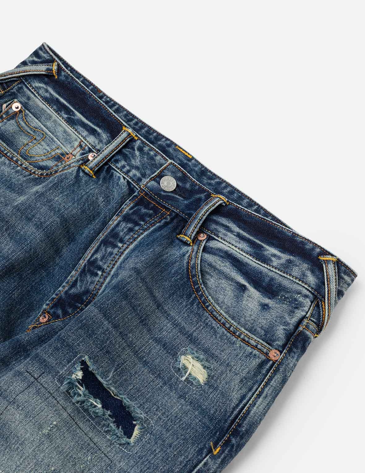 Deconstructed Inserted Seagull Embroidery Regular Fit Jeans #2000 - 4
