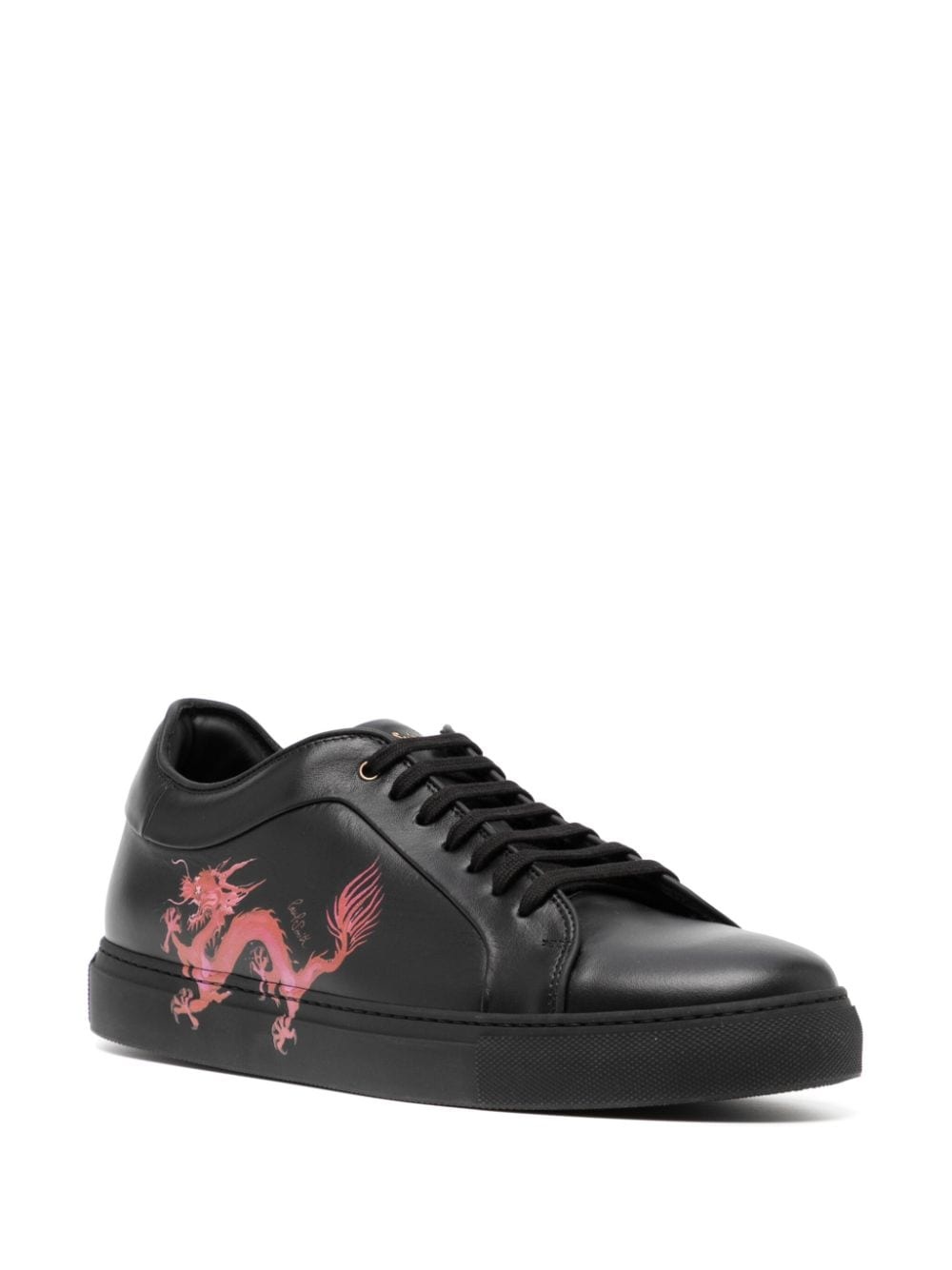 dragon-print leather sneakers - 2