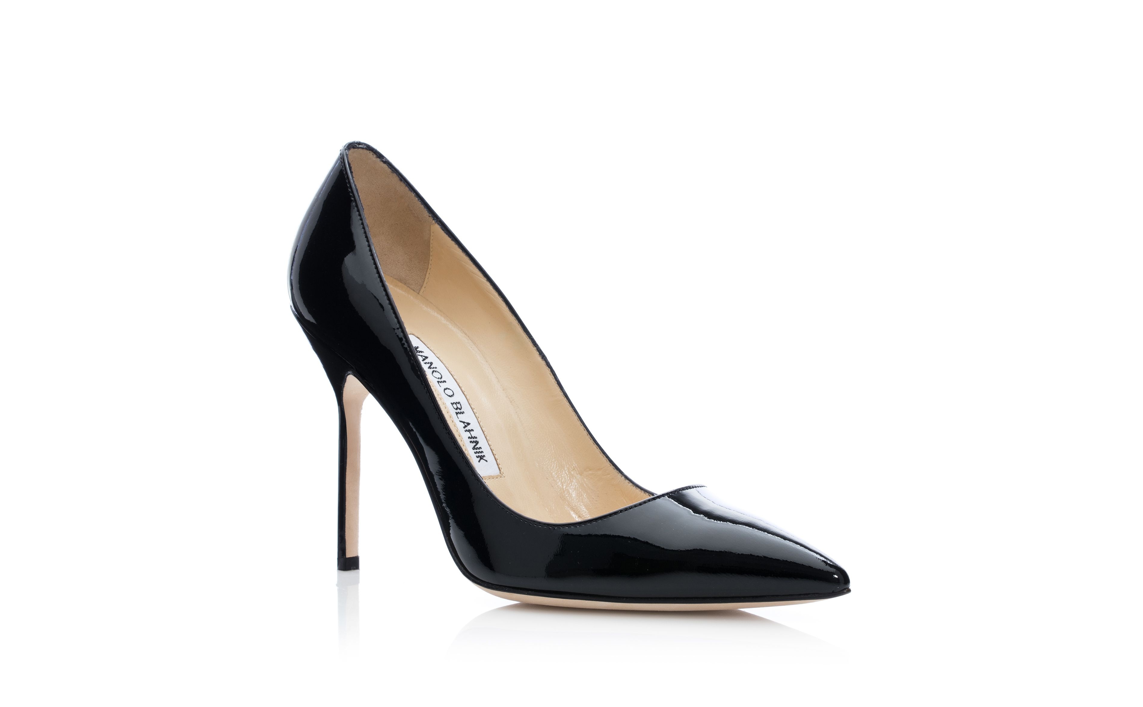 Black Patent Pointed Toe Pumps - 3