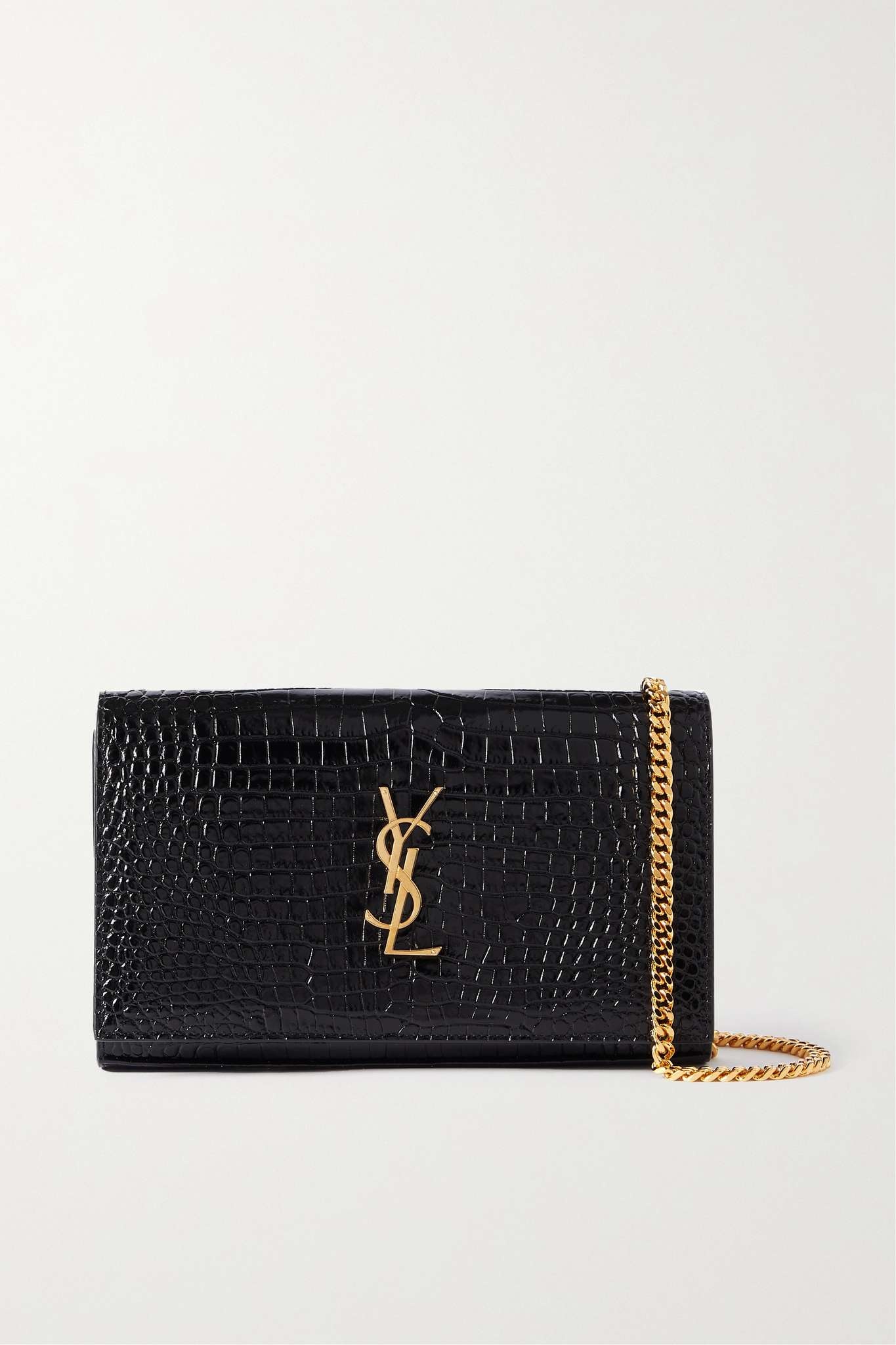 CASSANDRE phone holder with strap in SHINY crocodile-embossed leather, Saint  Laurent