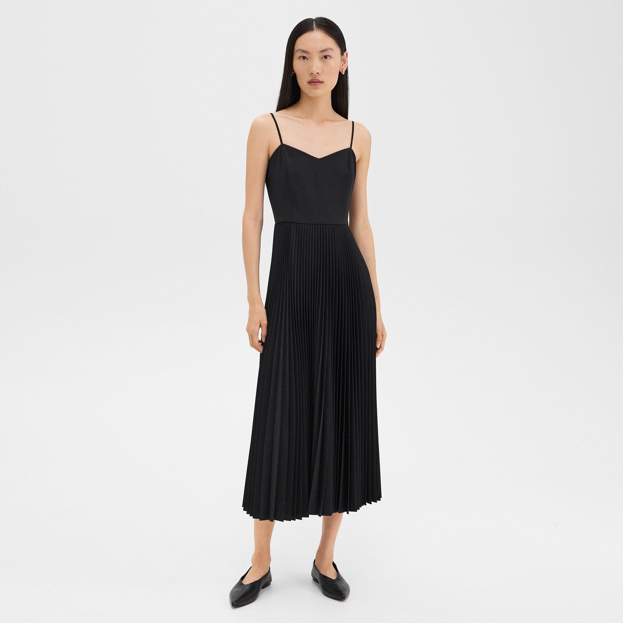 Pleated Combo Dress in Stretch Wool-Blend - 6