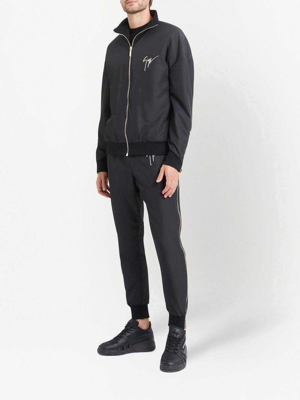embroidered-logo zip-up bomber jacket - 2
