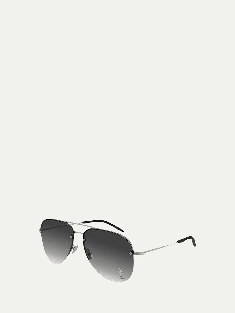 YSL Semi-Rimless Metal Aviator Sunglasses - 1