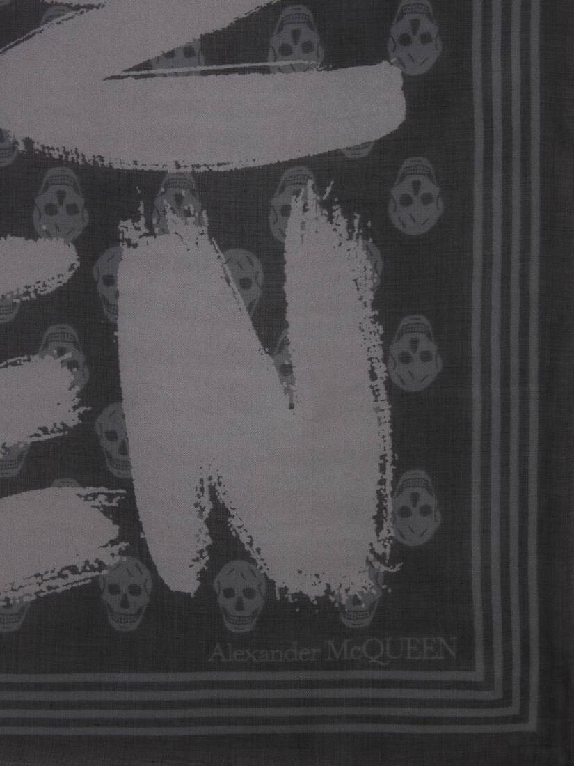 Mcqueen Graffiti Biker Skull Scarf in Black - 3