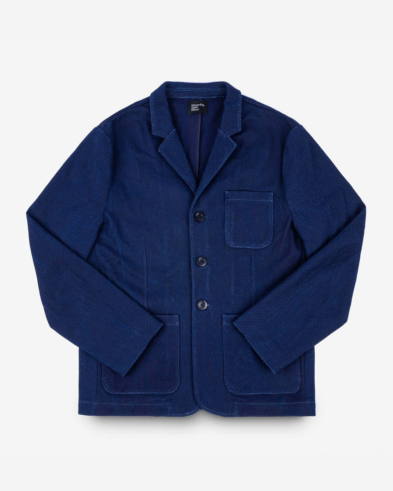 STF-SBZR-IND SaturdayTypeFever - Sashiko Blazer - Indigo - 1
