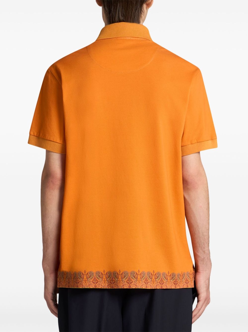 paisley-trim polo shirt - 3