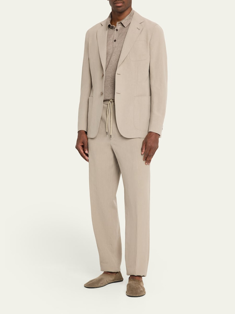 GIORGIO ARMANI Men's Solid Linen Polo Shirt outlook