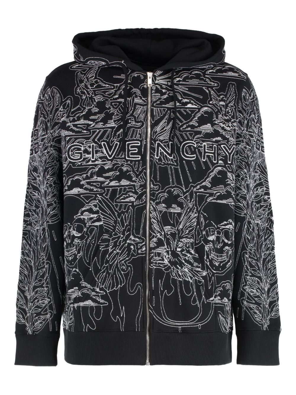 embroidered full-zip hoodie - 1