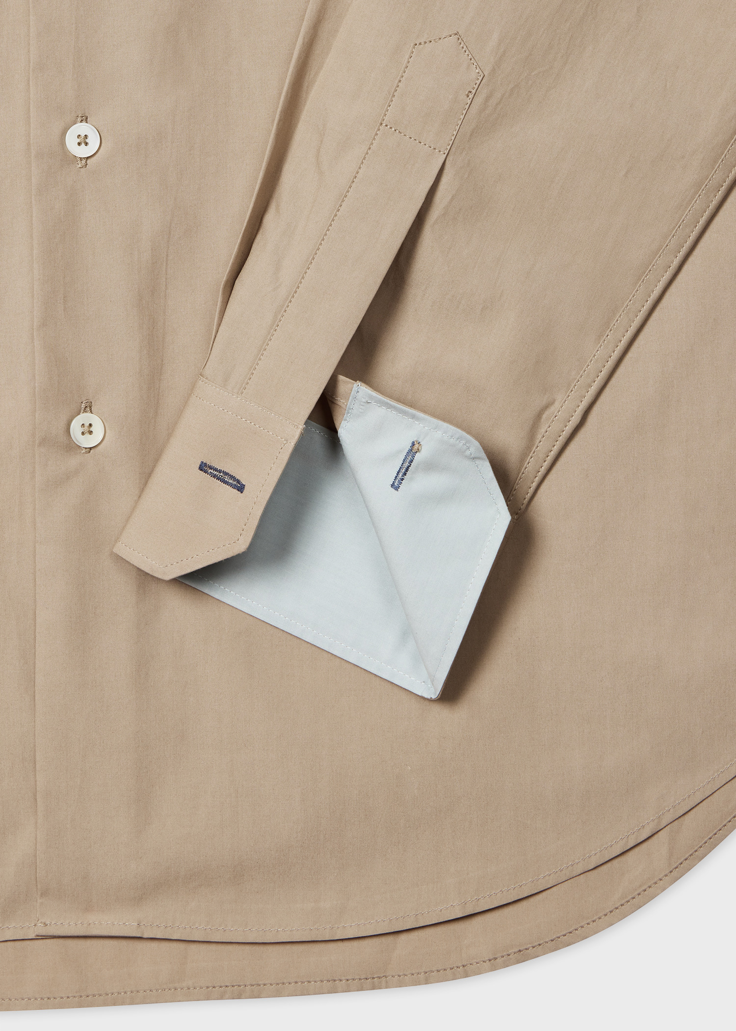 Tailored-Fit Beige Poplin Shirt - 2